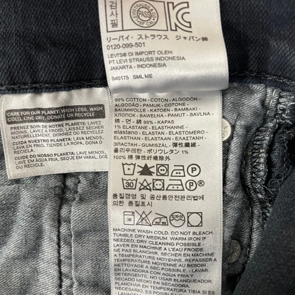 Levis 511 Jeans Mens 29x30 Black Slim Fit Denim Distressed Grunge Goth Skate